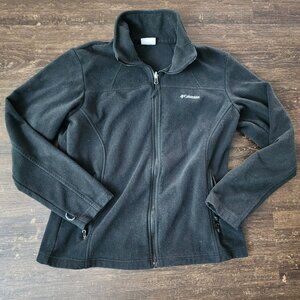 COLUMBIA WOMEN'S JACKET BLACK SIZE LARGE FLEECE ZIP UP‎ LONG SLEEVE MADE IN USA